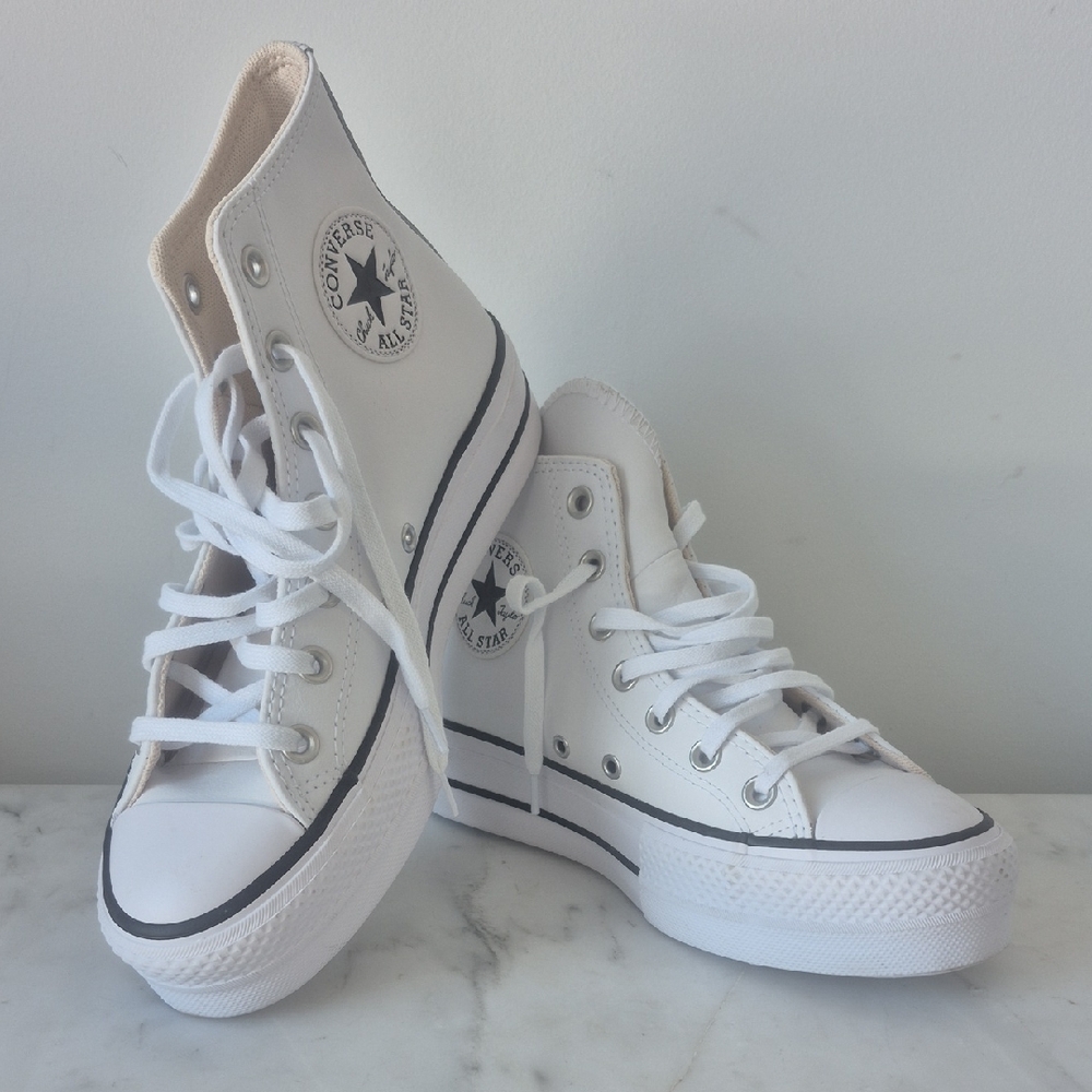 Converse White High-Top Athletic LEATHER Shoes